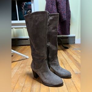 UGG Australia Gray Ava Suede Knee High Block Heel Tall Riding Boots sz 10 US